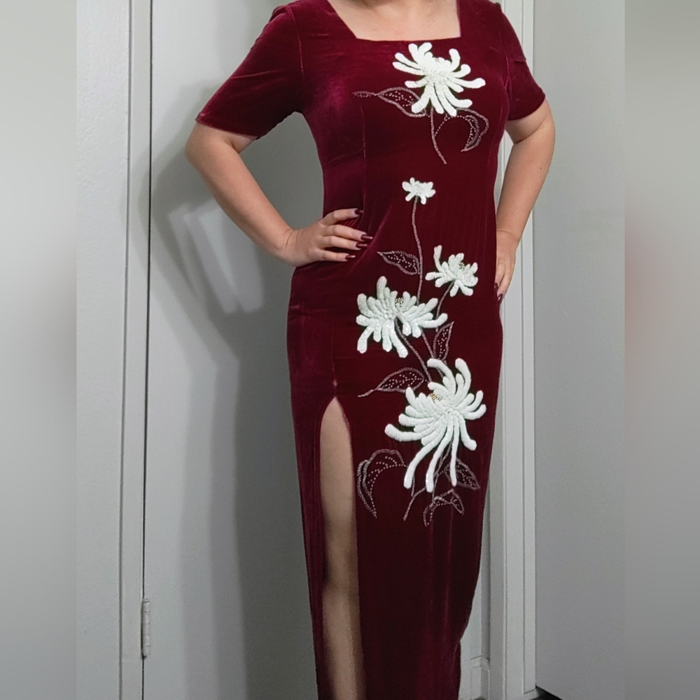 Velvet DRESS Dark FUSCIA